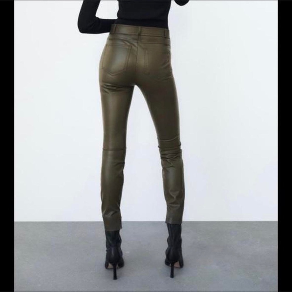 Zara green faux leather pants